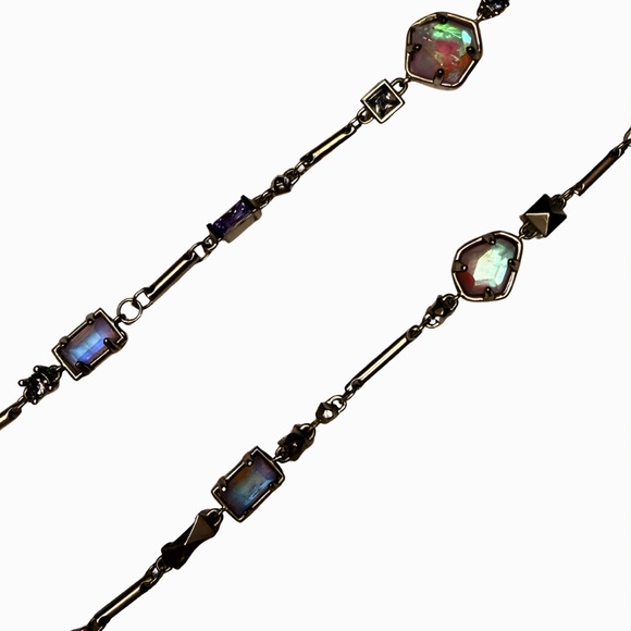 ✨ Kendra Scott Silver Station Necklace – Iridescent Multi-Stone ✨ - Picture 4 of 4